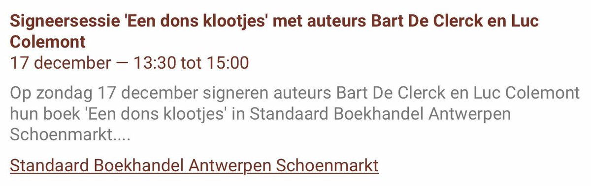 LucColemont's tweet photo. Benieuwd of ik morgen iemand van jullie IRL zie?!
Samen met @bartdecl signeren we @StandaardBoek @Stad_Antwerpen “Een #Donsklootjes” uitg @Pandora_Boeken tvv @StopDarmkanker 💙
!!! Wie deze tweet laat zien krijgt extra korting 😉 #boek https://t.co/tCt5rfV7Pr
