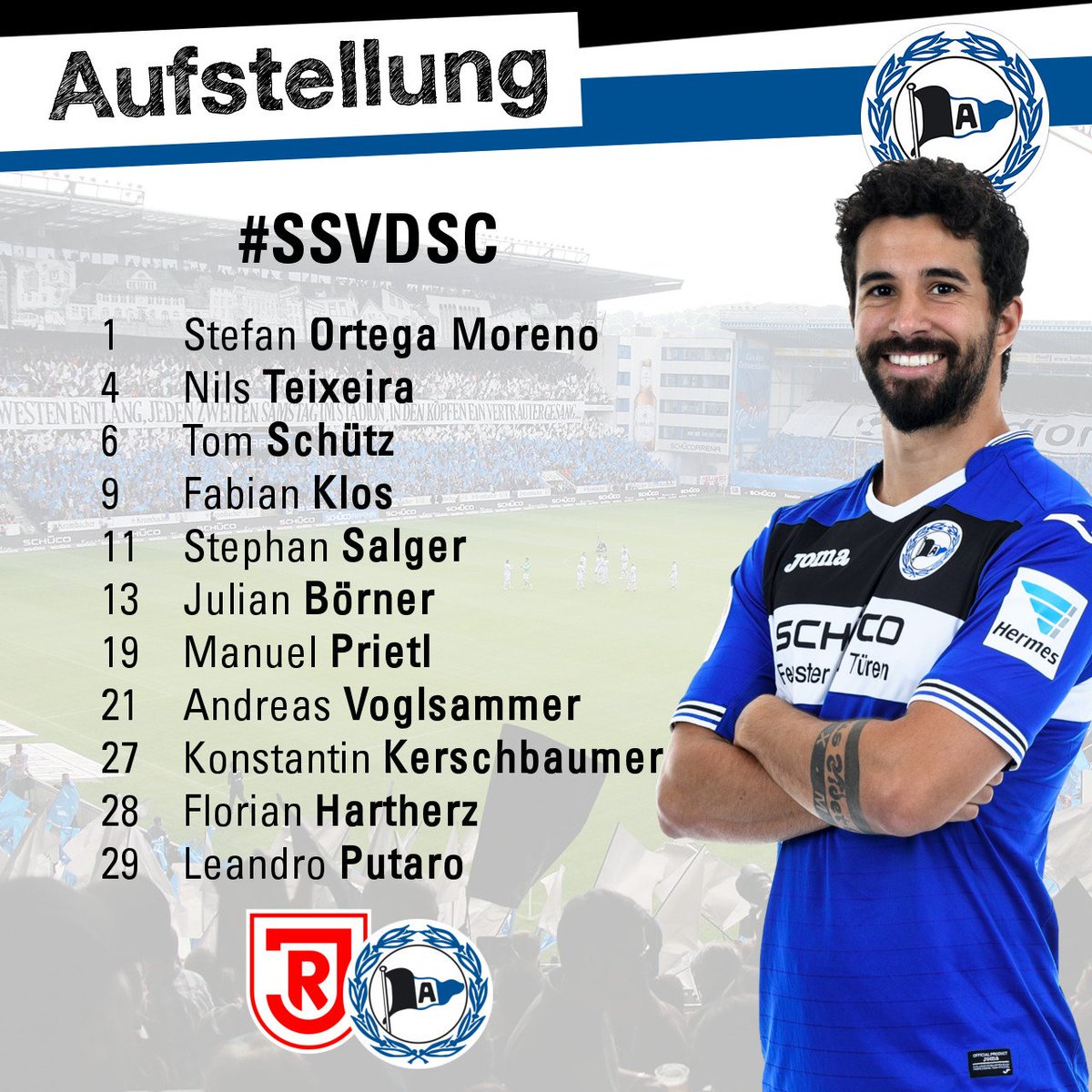 Das ist unsere Startelf für das letzte Spiel des Jahres! Es ist dieselbe Startelf wie vergangene Woche in Sandhausen. #SSVDSC #immerdabei