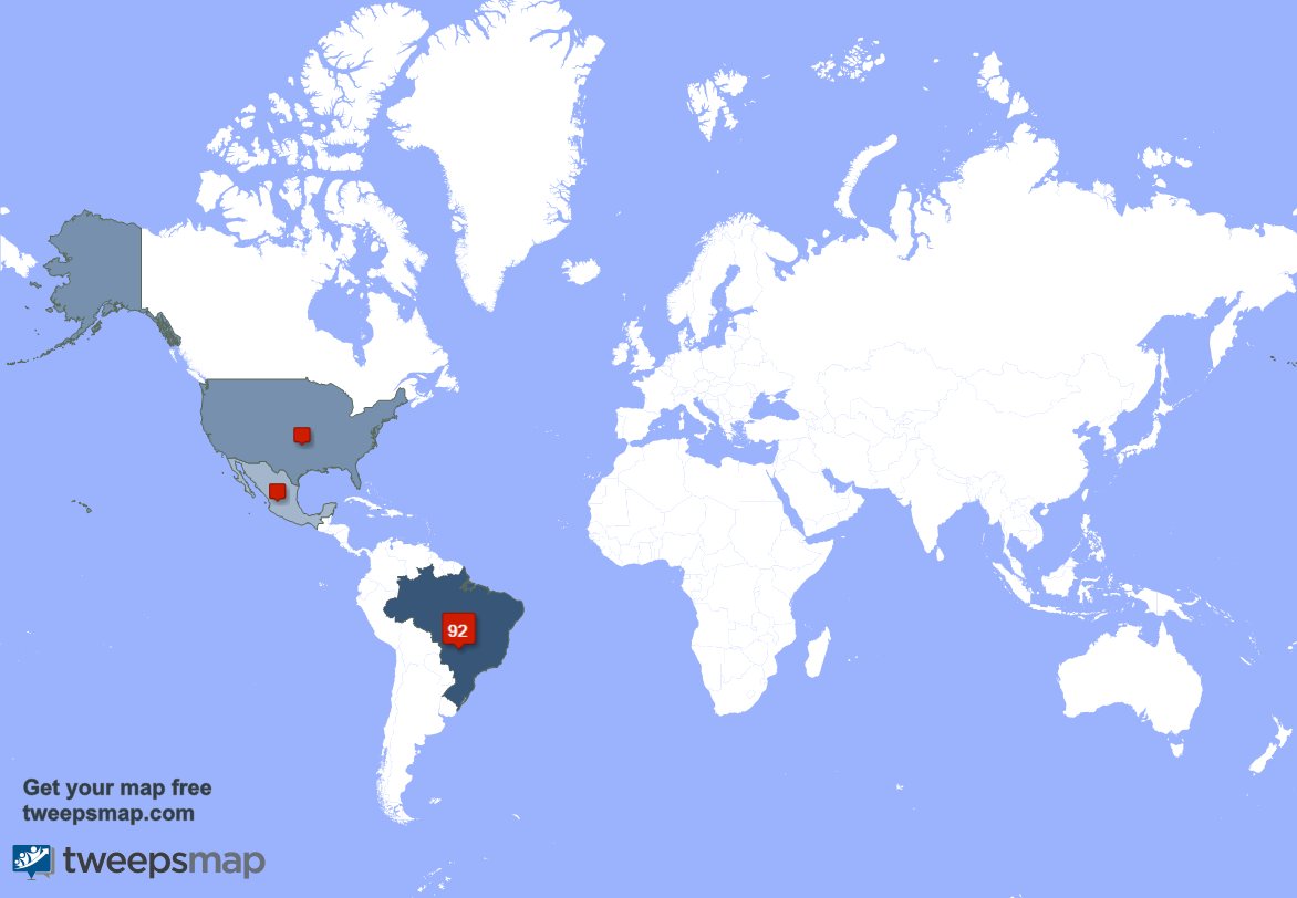 Tenho 1 novos seguidores, a partir de Brasil na semana passada tweepsmap.com/!yNexuuz