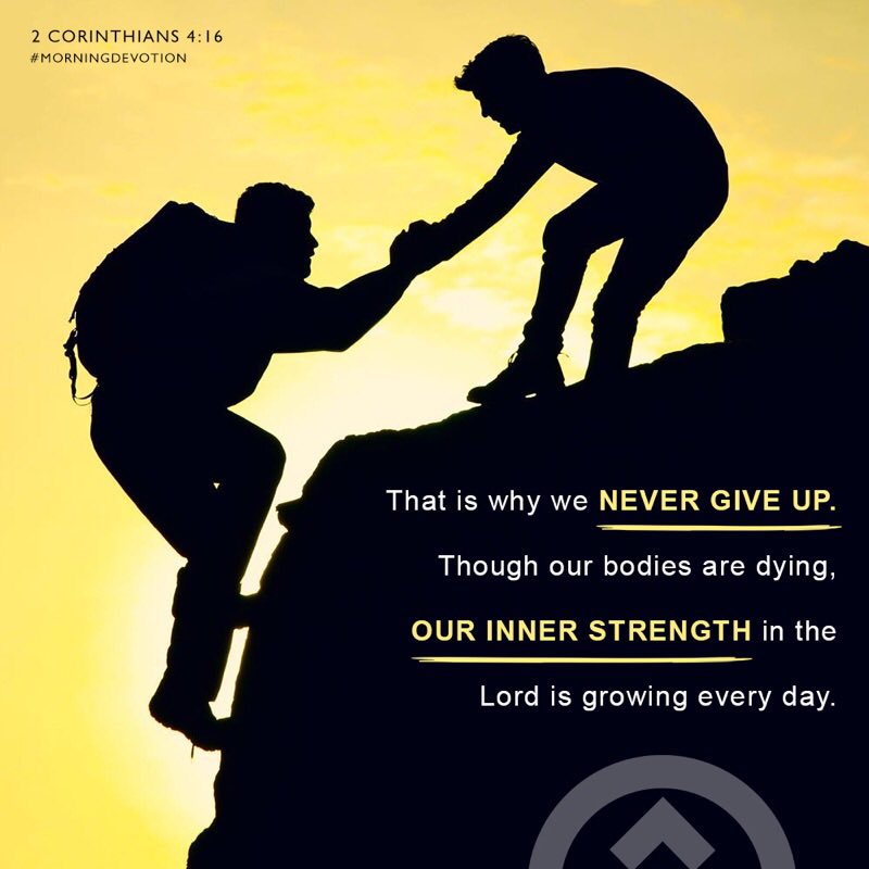JubileeBoston's tweet photo. DON’T GIVE UP 🧗‍♂️
Although our #Bodies #OutwardMan #Flesh is dying #DaybyDay, our #InnerStrength #InwardMan #Spirit is #Growing #Renewed #Stronger #MoreAndMore #Everyday

#JubileeBoston #iamjubilee
#Scripture #BibleVerse 
#MorningDevotion https://t.co/c1q9YjOSRt
