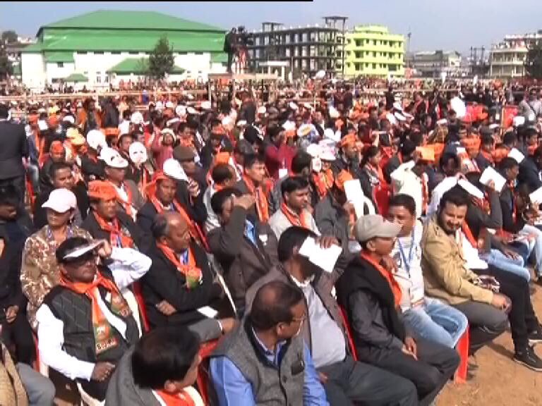 himantabiswa's tweet photo. Grateful to @PMOIndia Sri @narendramodi ji for blessing @BJP4Meghalaya by attending this #RallyforChange. #NorthEast is yearning for a big leap and your presence bolsters our confidence and morale. #PMInNorthEast https://t.co/2ZNtiP9k2p
