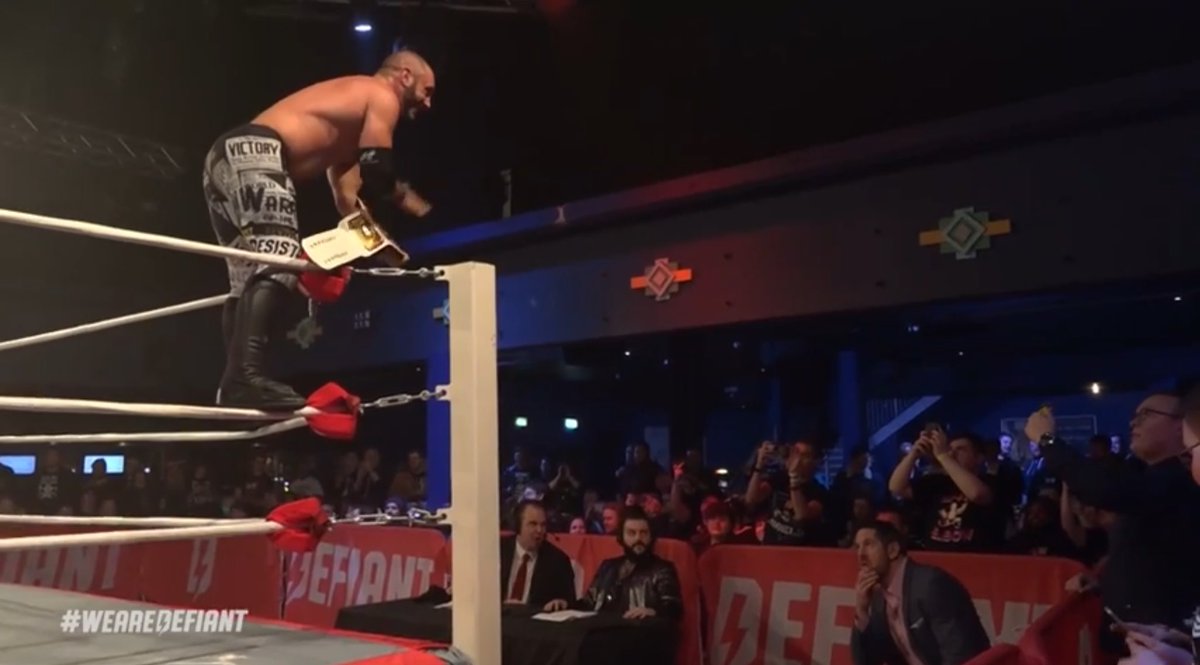 ADoubleMachine's tweet photo. I came, I saw, I #Defied.
I. AM. THE NEW. DEFIANT CHAMPION!! And as long as I have it, I RUN THE SHOW. #IAmDefiant https://t.co/B8QSEdXHT5