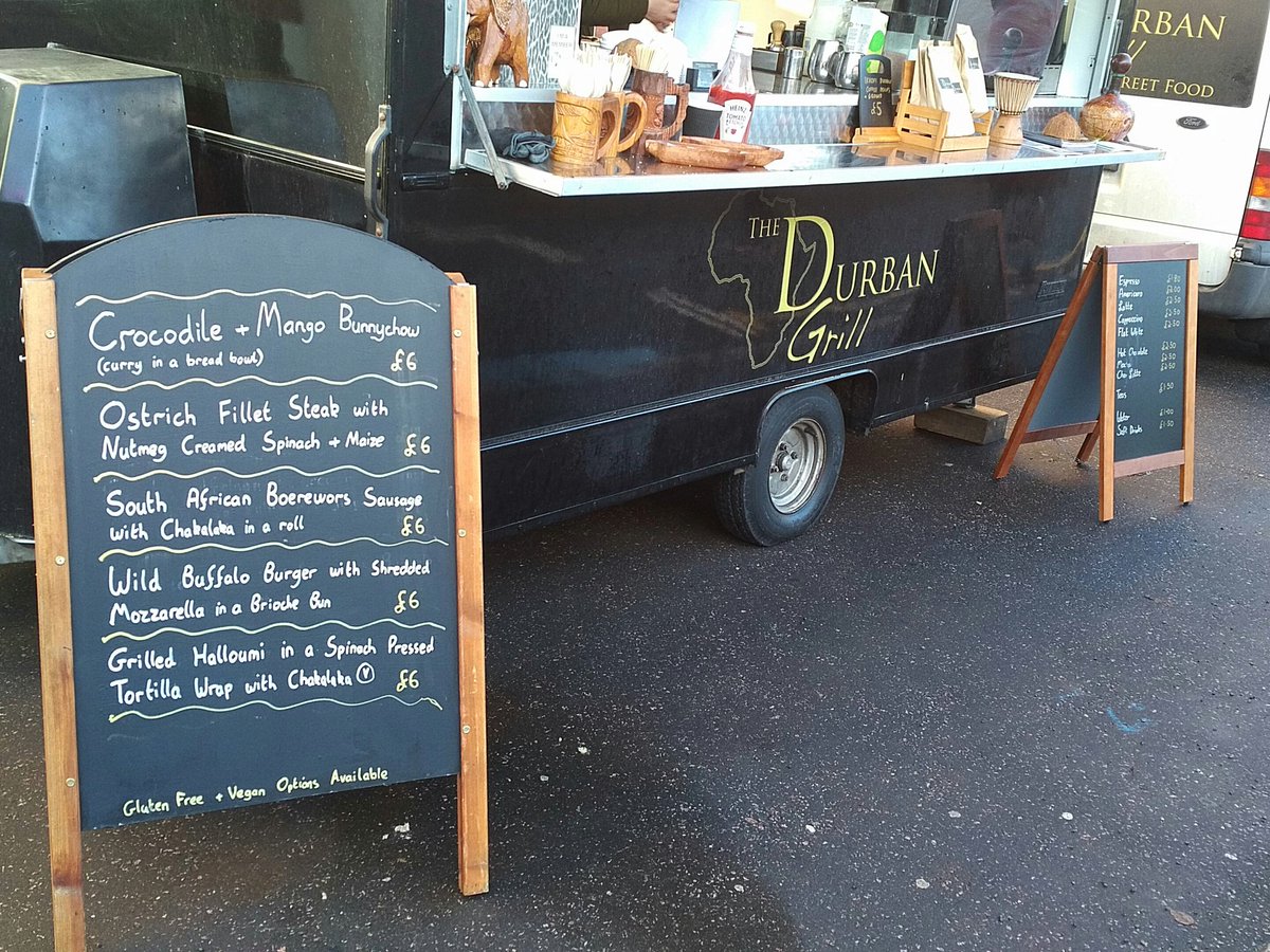 Today's menu at the <a href="/fresh_artisan/">fresh_artisanmarket</a> in #Norwich! We're next door to our friends at <a href="/littlehorsebox/">The Little Horse Box</a> who are serving up some amazing #MulledWine to help wash down the #Ostrich with! #SAfood #Streetfood #Christmas