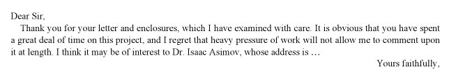 LettersOfNote's tweet photo. This is how Arthur C. Clarke--born 100 years ago today--sometimes responded to long letters from "crackpots." https://t.co/yzNP3DIrOm