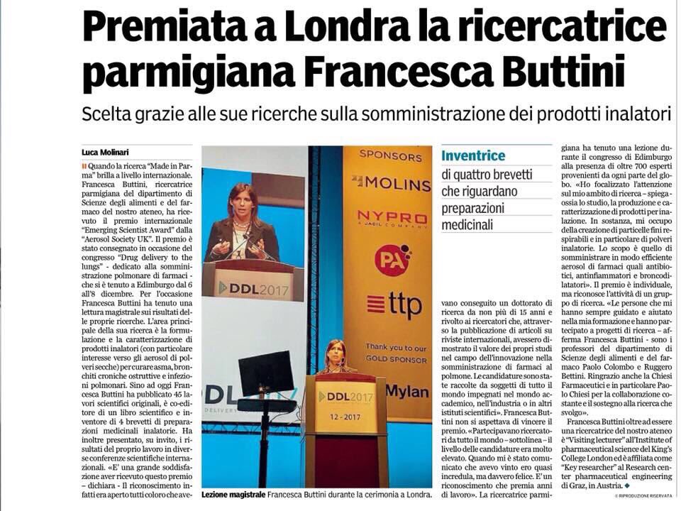 Francesca Buttini (@francybuttini) on Twitter photo Ringrazio di cuore <a href="/gazzettaparma/">Gazzetta di Parma</a> e <a href="/unipr/">Università di Parma</a> per lo spazio che hanno dedicato al mio @DDLConferences award. Now keep on going with celebration 🎉 Ringrazio di cuore <a href="/gazzettaparma/">Gazzetta di Parma</a> e <a href="/unipr/">Università di Parma</a> per lo spazio che hanno dedicato al mio @DDLConferences award. Now keep on going with celebration 🎉
