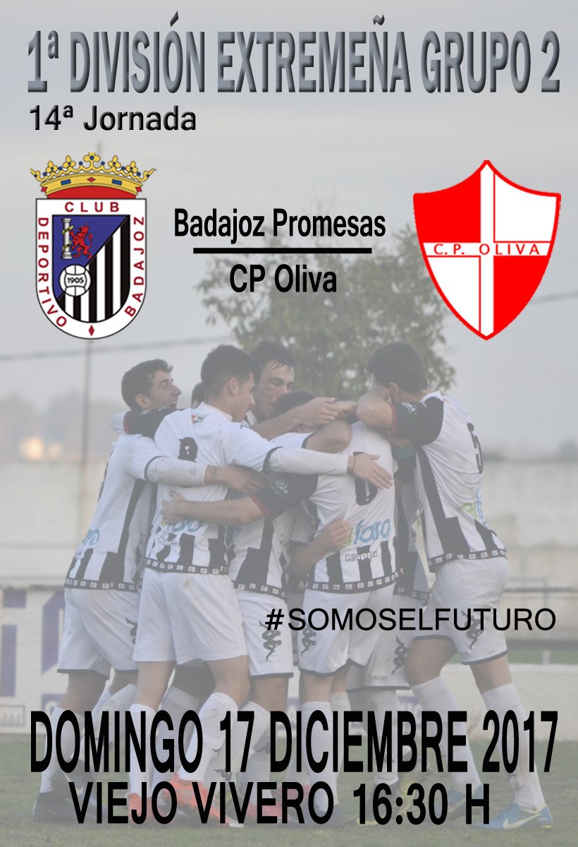 Te esperamos mañana!
<a href="/BadajozPromesas/">Badajoz Promesas</a> - <a href="/CPOLIVA/">C.P. OLIVA</a> a las 16:30 en el Viejo Vivero #SomosElFuturo