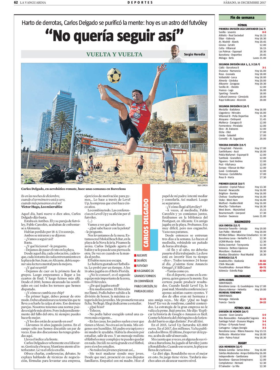 LevelUPNegocios's tweet photo. PRENSA | Futvóley ⚽️ y #LevelUP 🚀 Descubre la historia de superación personal de @cdelgadozarco ¡Hoy en la edición nacional de @LaVanguardia! 🗞 https://t.co/nMOvZZJEAj