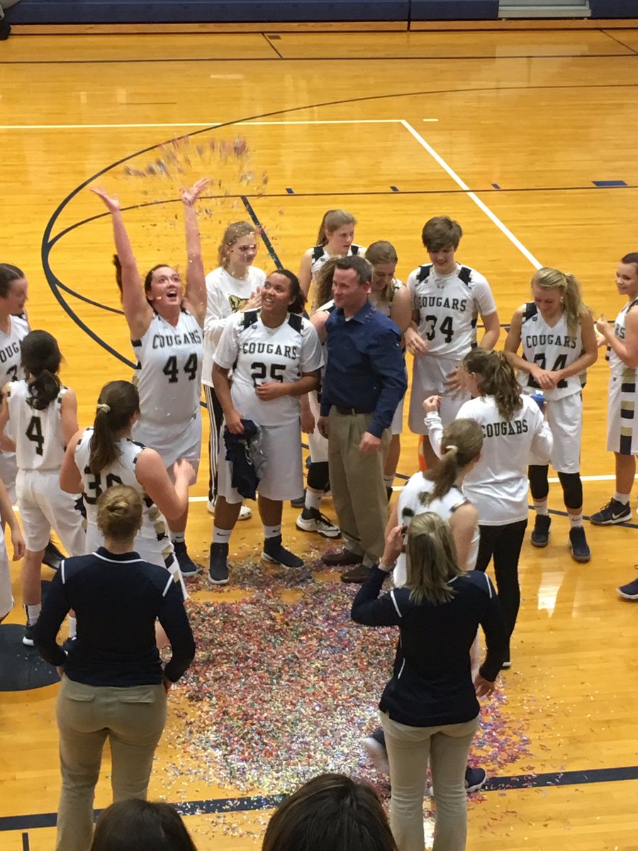 JenSass3's tweet photo. Coach Ric hits 💯 wins and 50th birthday 🎉 #cougarpride #npbasketball #makegoodchoices https://t.co/33WVw5VD50