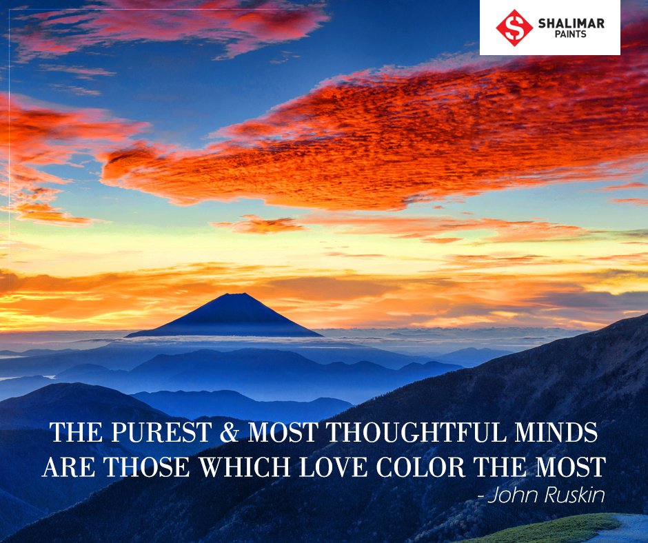 ShalimarPaints_'s tweet photo. Get your #WeekendInspiration from #ShalimarPaints and enjoy the #ColorsOfThoughts encouraged by #JohnRuskin...
#WeekendVibe #SaturdaySpecial #ColorQuote #NatureInspiration https://t.co/lt5dIVjeR2