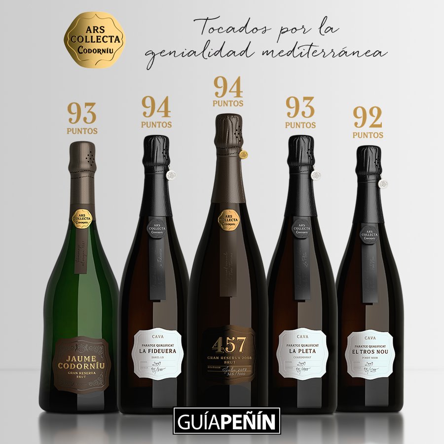 Codorniu_ES's tweet photo. Grandes puntuaciones para los cavas más exclusivos
¡Un brindis por la obra magna Ars Collecta! 🥂 🍾 🔝 #Codorníu #GuíaPeñín #ArsCollecta https://t.co/CUTwyujjGq