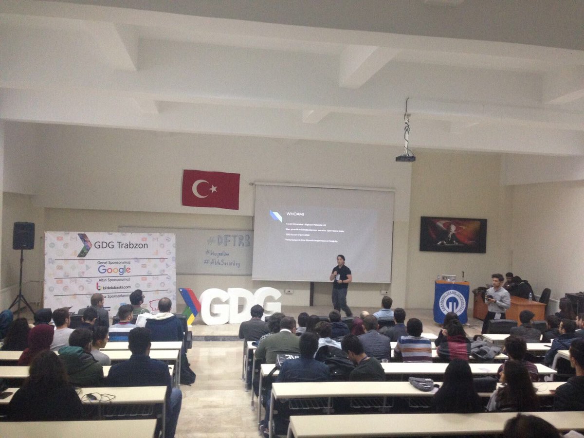 yazilimktu's tweet image. &apos;About Security of Digital World&apos; adlı sunumuyla Batuhan Yalçın sahnede. 

#dftrb
#ktuyazilim
#dftrbSaturday