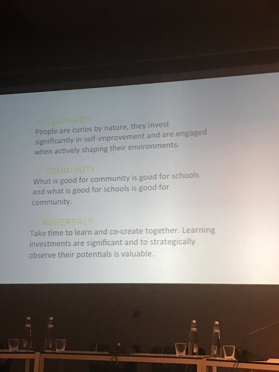 NBernaAslan's tweet photo. Good questions to think about while creating #sharedlearningspaces  "Who commisions schools?What draws us into life?What is community?How does spacial awareness affect the school structures?How can we have learner centered buildings?" Alexis Şanal #designwithstudents @SALT_Online https://t.co/sBNQb6Gj2e
