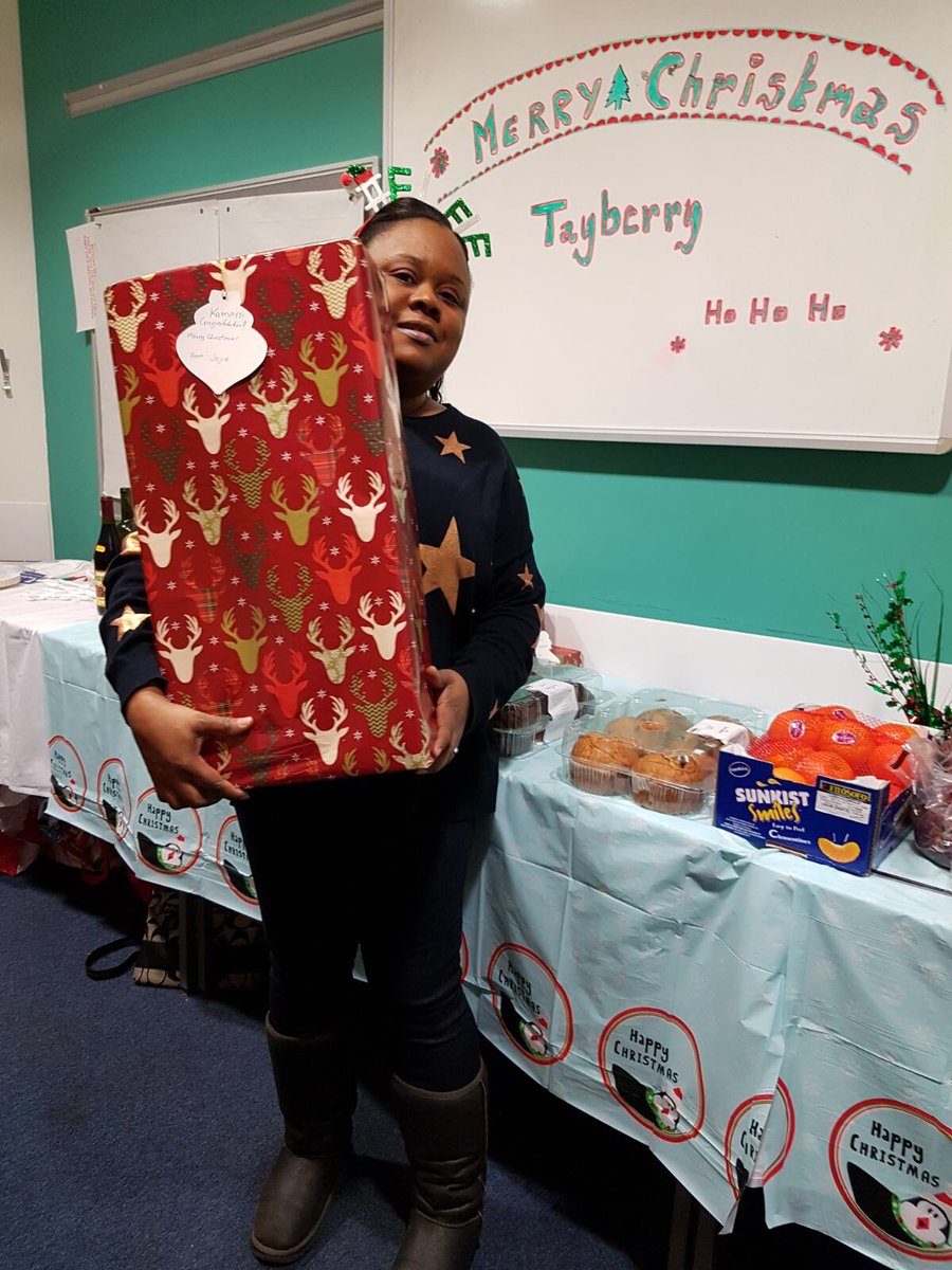 DionneDaniel5's tweet photo. Tayberry Ward’s Christmas party. The first of many. Kamara wins the raffle prize and they are joined by soon to be team members #LoveOPS https://t.co/IRDvFUfwkc