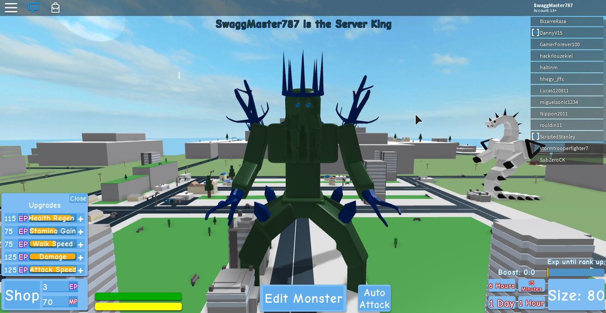 Alkameltzer On Twitter Alright I Made It So You Lose A - roblox godzilla simulator being 80 and maxing out damage