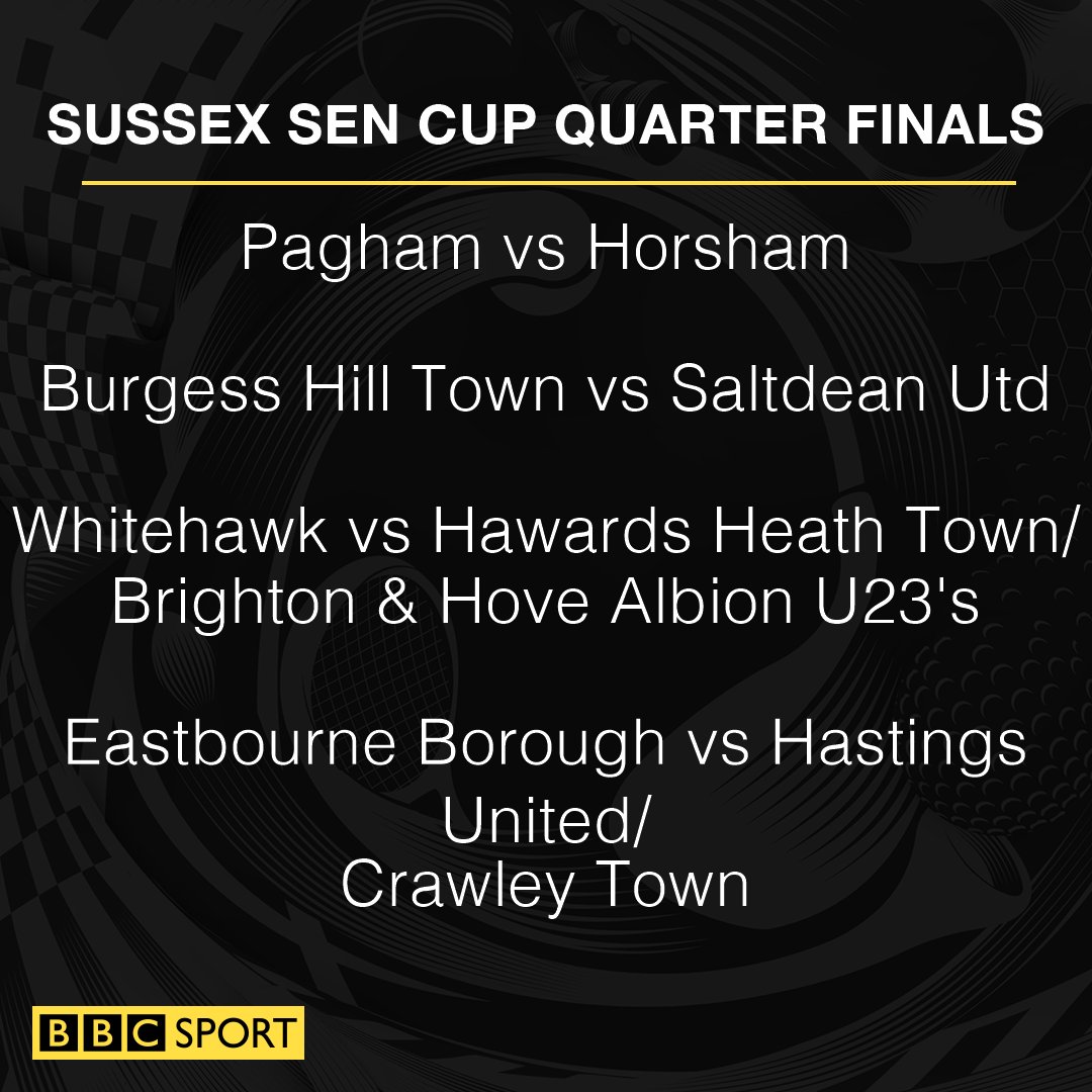 BBCSussexSport's tweet photo. REACP: Full run-down of @SussexCountyFA @ParafixUK Quarter finals - @Pagham_FC @HorshamFC @Official_BHTFC @Saltdeanfc @HawksFCOfficial @OfficialBHAFC @HHTFC @EBFCTheSports @hastingsufc @crawleytown #Sussex https://t.co/g2NkdF8nEt
