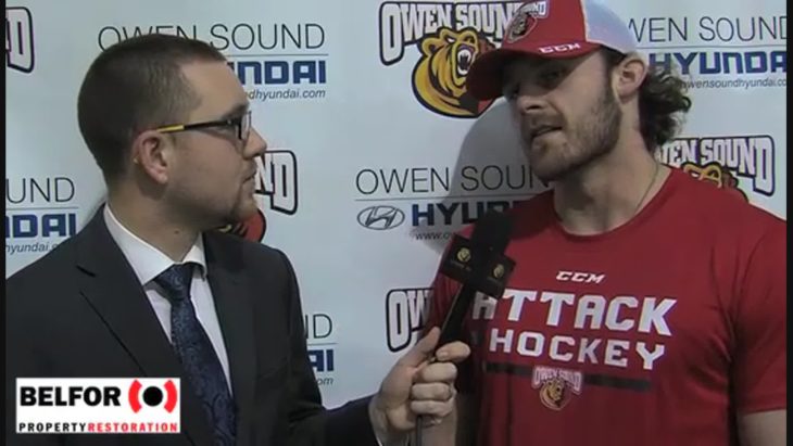 AttackOHL's tweet photo. WATCH: Olivier Lafreniere talks to #AttackTV about the trade that brought him to Owen Sound and tonight's game against the Frontenacs.
#RedRising
https://t.co/vHyeeQ6KNB https://t.co/95uhR7yOvF