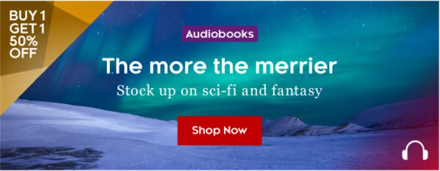 BookLookAudio's tweet image. If you are yearning for more Sci-fi and Fantasy after seeing Star Wars, check out @kobo's BOGO 50% off sale on AH-MAZING Sci-fi/Fantasy audiobooks! fal.cn/qoNm