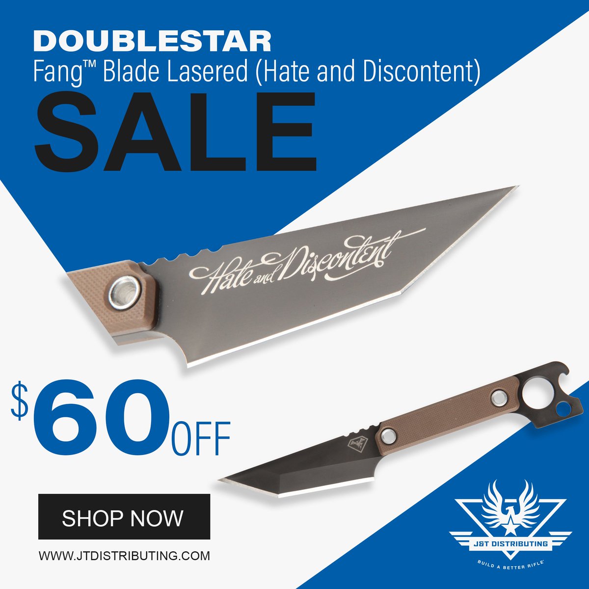 JTDistributing's tweet photo. Fang™ Blade https://t.co/YmBESEMyyg
#jtdistributing #buildabetterrifle #AR15 #AR15parts #2A #AR15build #guns #gunparts #DoubleStar #DoubleStarCorp #builtforvictory #M16 #gun #firearm #DoubleStarWepons #kife #knives #blade #fang #toro #edgedweapon #edc #HateandDiscontent https://t.co/EUjeqfDoAZ