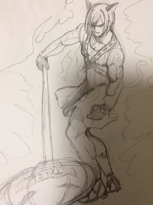 ハロウィンイベントの時の承太郎の首を斬り落とそうとする前川みく 