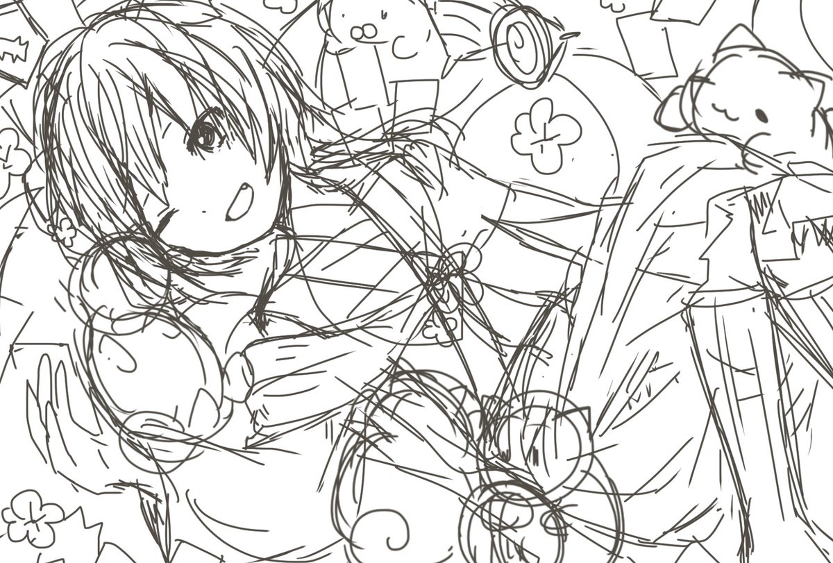 年賀状こんなの描きたいラフ… 