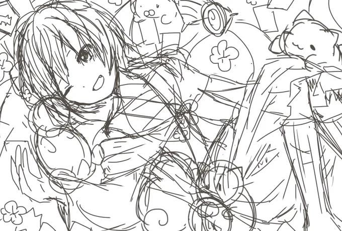 年賀状こんなの描きたいラフ… 