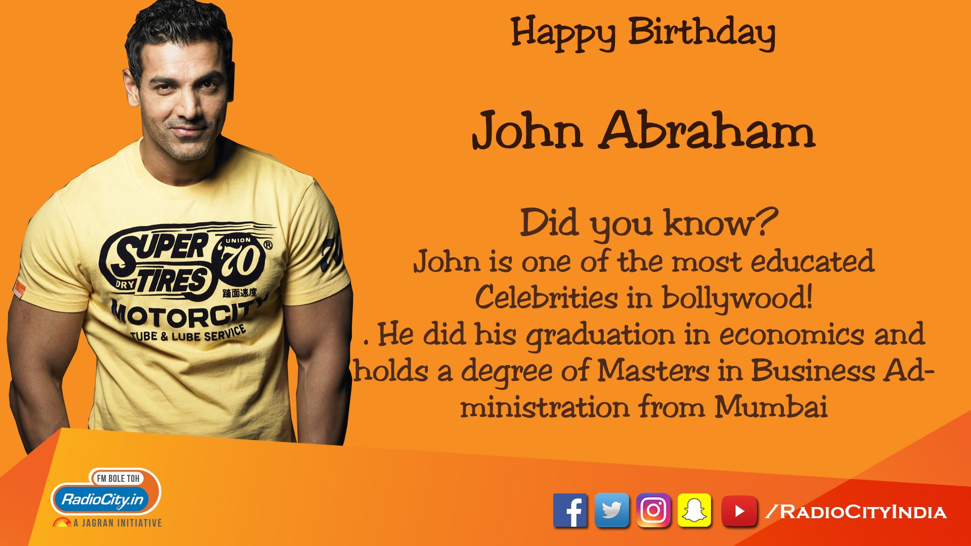 Wishing John Abraham a Very Happy Birthday!!
RJ Ashutosh  