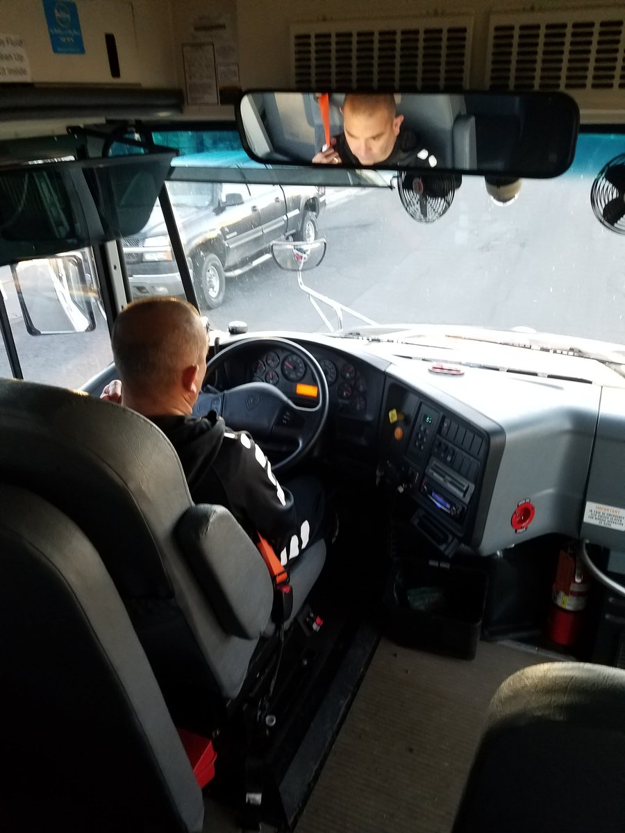 RHS_BBall1's tweet photo. Coach Manuel Romero does a little bit of everything. He's driving the bus for us today on our way to Lovington. JV starts at 1. #cardinalbasketball https://t.co/3PbIgtud0J