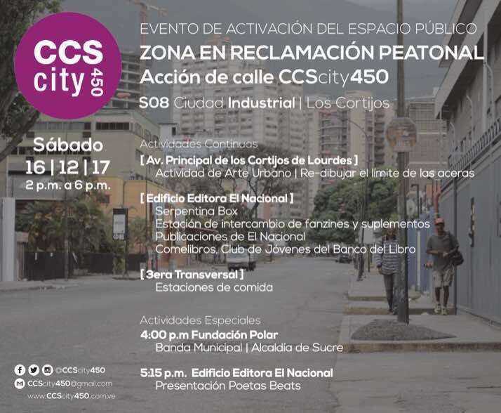 [ Evento Activación del #EspacioPúblico | #CCScity450S08CiudadIndustrial ]

...
Todos invitados [ hoy Sab. 16 Dic. • desde las 2:00 pm ] a la acción de calle 'Zona en reclamación peatonal' organizada por <a href="/CCScity450/">CCScity450</a> 
...

#CCScity450 #Arquitectura #EspacioPúblico