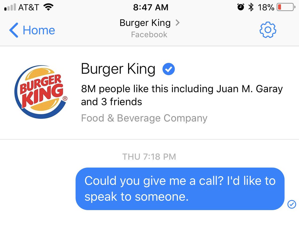 MichaelRayMKE's tweet photo. @BurgerKing So first I have a bad experience and then you don’t even read the message for two days. Time to switch back to @McDonalds https://t.co/2ktzs8tPEm