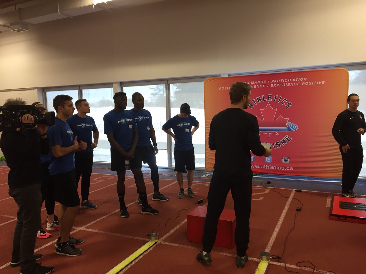 carla_nicholls's tweet photo. Here we go! Final testing day with #RBCtraininggrounds athletes with @AthleticsCanada #RBC @RBC Athletes getting instructions pre-test! https://t.co/EX5i0qiQO8
