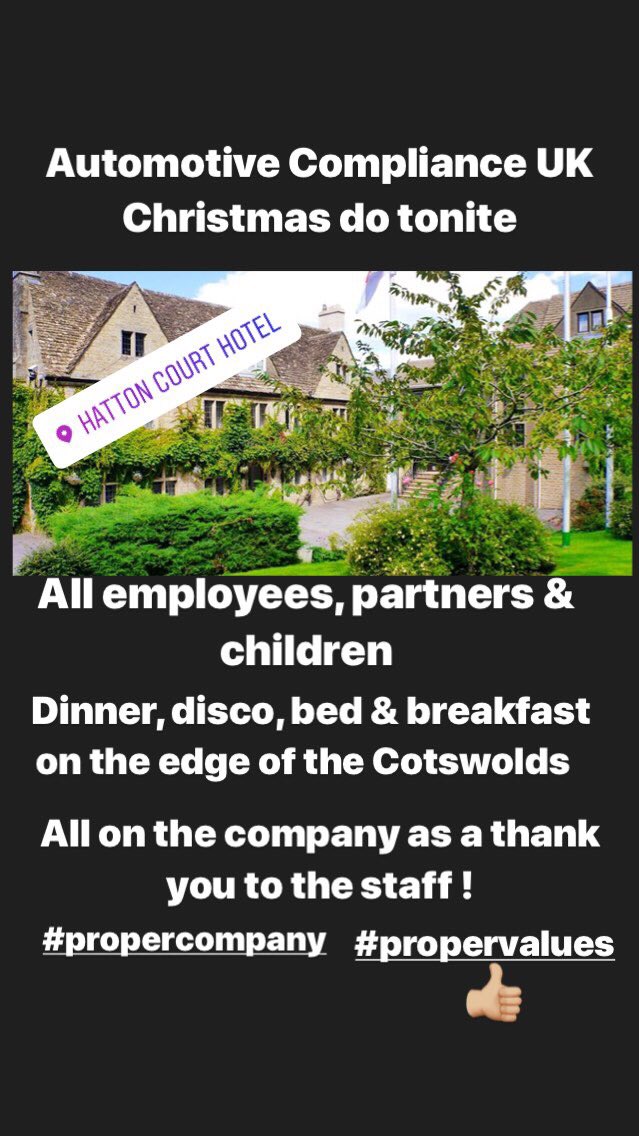 Autocomp Christmas 
Rugby <a href="/gloucesterrugby/">Gloucester Rugby 🍒</a> #kingsholm or shopping at <a href="/GloucesterQuays/">Gloucester Quays</a> then back to <a href="/HattonCourt/">Hatton Court Hotel</a> Hotel for the evenings festivities