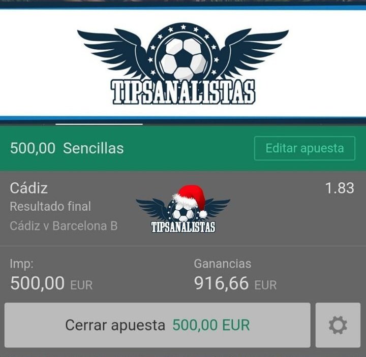TipsAnalistas's tweet photo. 400€ ganados Ayer🤑 gracias al Cádiz 💪, 

hoy tenemos 2 apuestas😎 más y las compartire por:
👉 https://t.co/hsZE0S8gsr

Únete y sigue nuestras Apuestas https://t.co/HiacP7NDjx