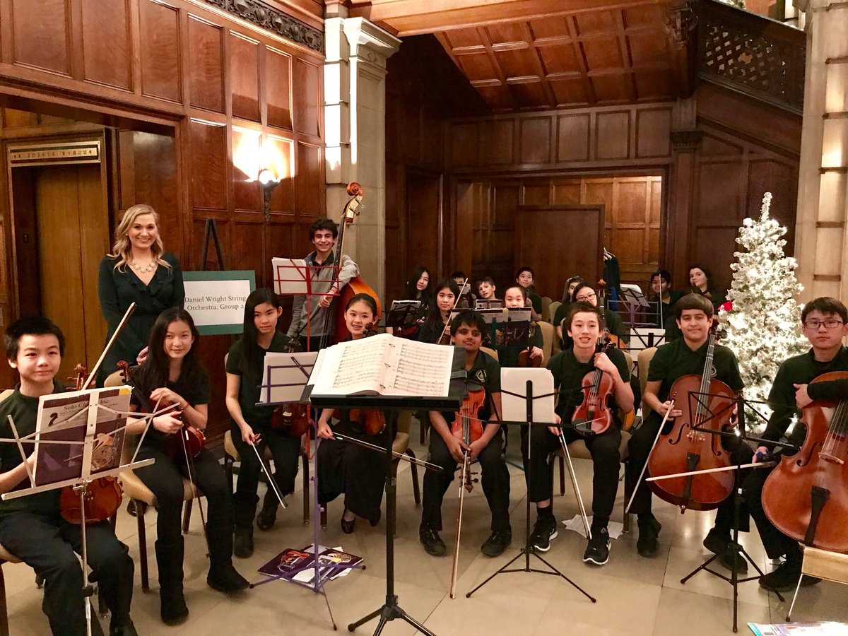 DWOrchestras's tweet photo. The 7th grade orchestra students shared their holiday music with the members of the University Club of Chicago! #engage103 https://t.co/woTleKHikL