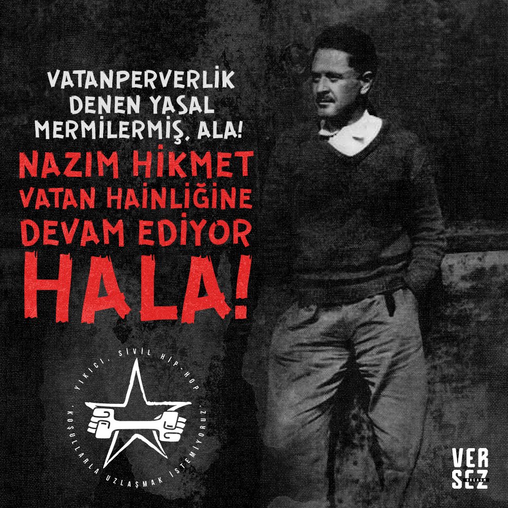 oversez's tweet photo. Vatanperverlik denen yasal mermilermiş, âlâ! Nazım Hikmet vatan hainliğine devam ediyor hala!” -Saian Sakulta Salkım
#otonompiyade #malenkof #türkçerap #grafiktasarım #lyric #turkcerap #hiphop #verses #saian #saiansakultasalkım https://t.co/nYYGOKkCwz