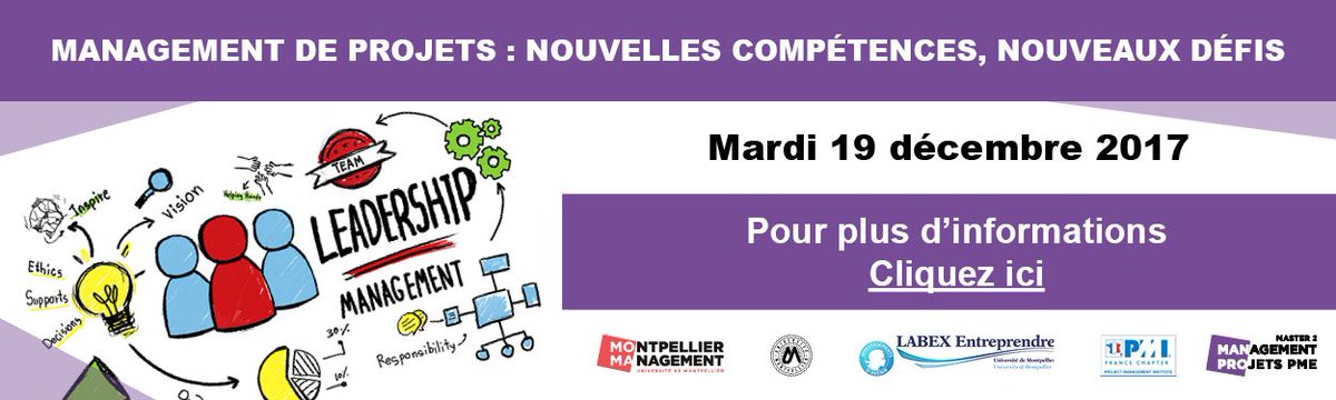 Table ronde mardi 19 décembre Management de projets Nouvelles compétences <a href="/LbxEntreprendre/">Labex Entreprendre</a>  partenaire de <a href="/PMInstitute/">PMI</a>  et @MtpManagement pmi-france.org/branches/langu…