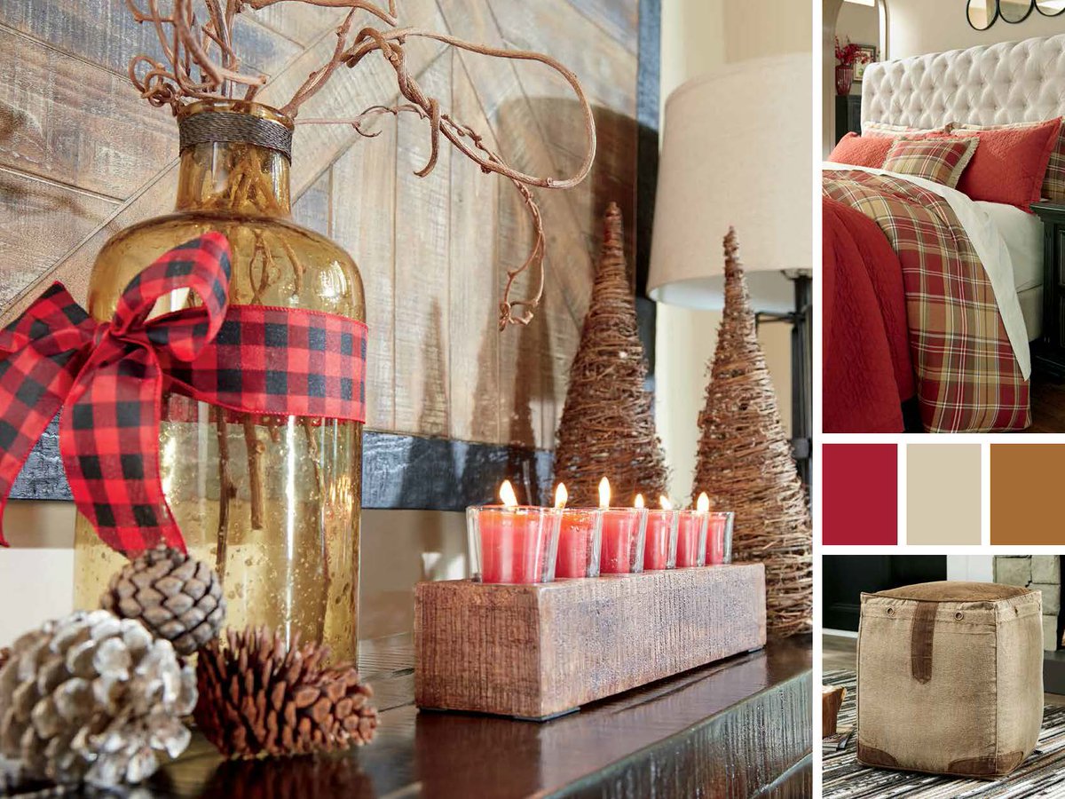 FurnFairNC's tweet photo. Deck the Halls in Style this Holiday Season! Mix and Match textures, rustic plaids and shades of red and tan for the perfect look! Falalala https://t.co/D84Ix0luhB