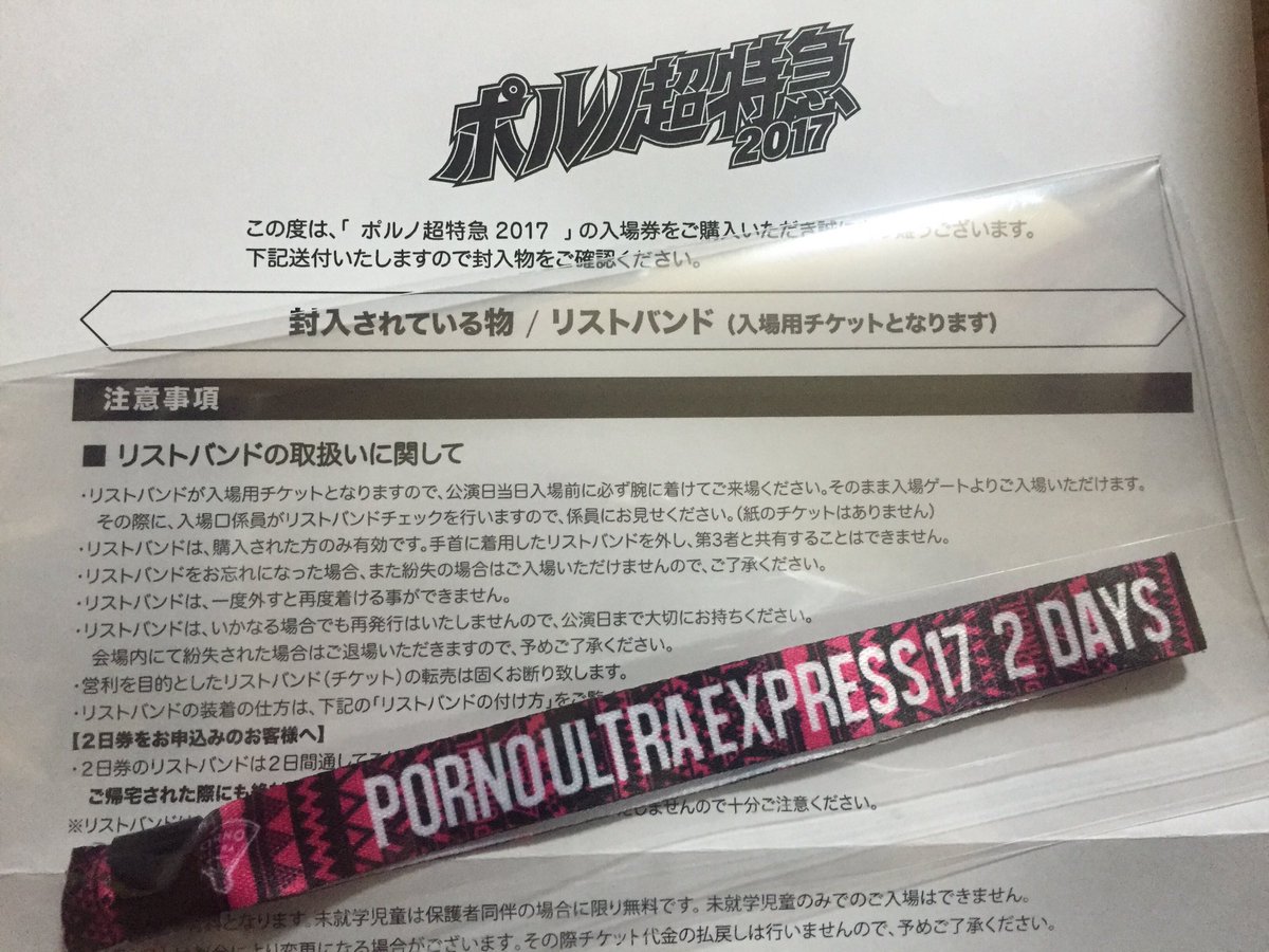 ポルノ超特急 2日券 リストバンド