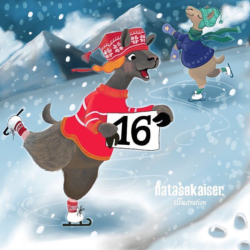 FinchFoxglove's tweet photo. Sweet 16 in our @finchandfoxglove #artadventcalendar comes from the talented @natasakaiser! Love these skating llamas! #childrensbookillustration #llama #adventcalendar #printandpattern #painting #illustrator #illustration #artistcollective #thirdannualadventcalendar #fincha… https://t.co/CkmNP8Dl0h