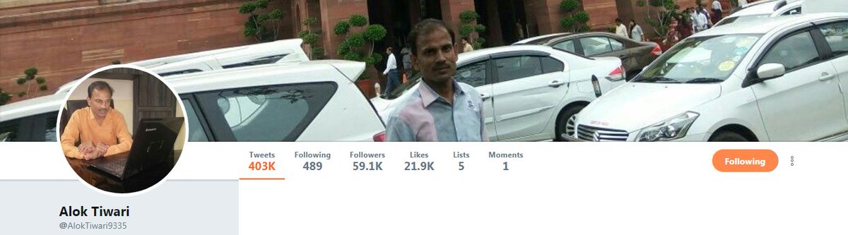 T-1645
#Congratulations #59K
अलोक भाई इस कामयाबी के लिये हमारी शुभकामनाएँ। जल्द #1M क्लब में जगह बनाये। 
<a href="/AlokTiwari9335/">आलोक तिवारी</a>