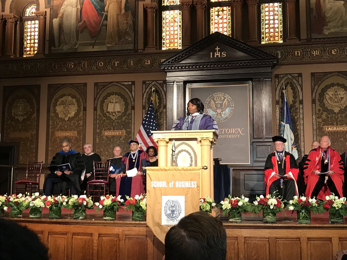 TheBCarter's tweet photo. .@HendersonKaya gives special address to @msbgu graduates. #DCEML https://t.co/XWeaD3WdWy