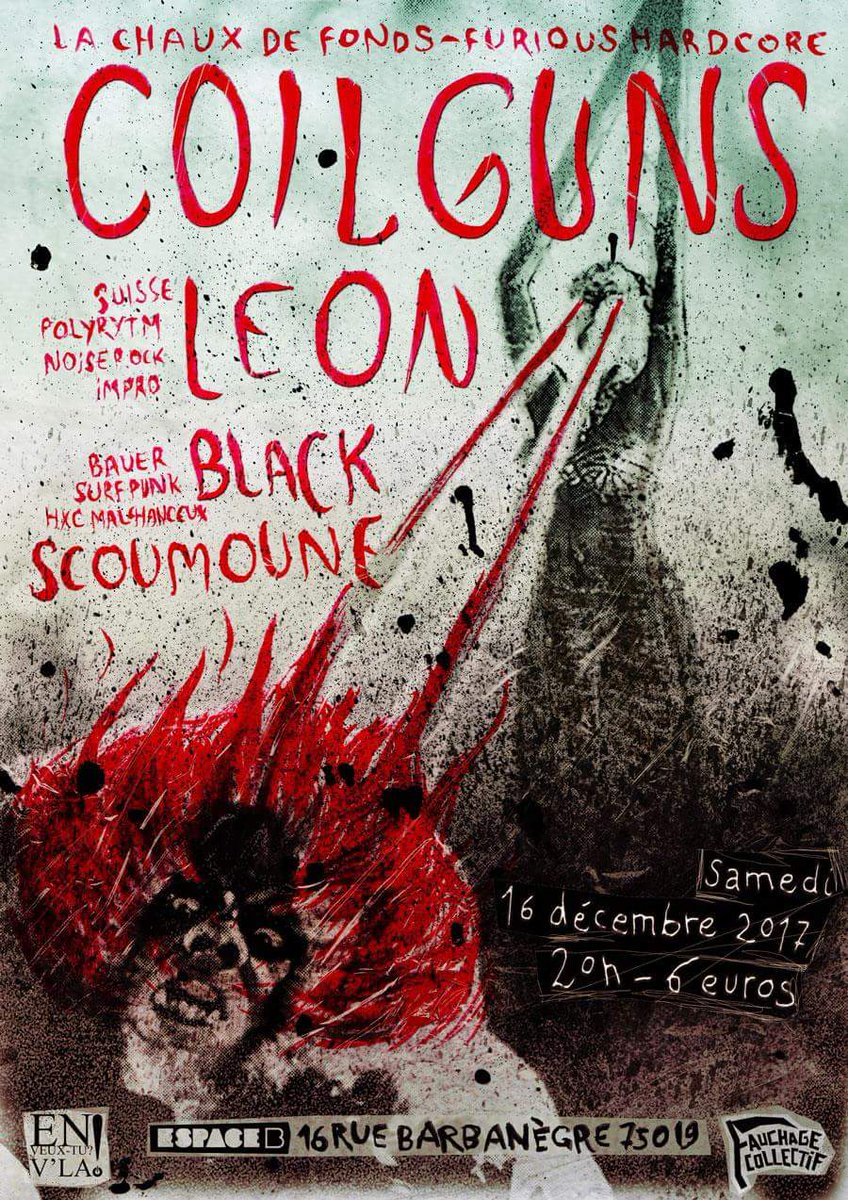 EVTEVL's tweet photo. Ce soir, guerre @EspaceB avec @COILGUNS  - Léon - Black Scoumoune @fauchage https://t.co/JYhIDecESo
