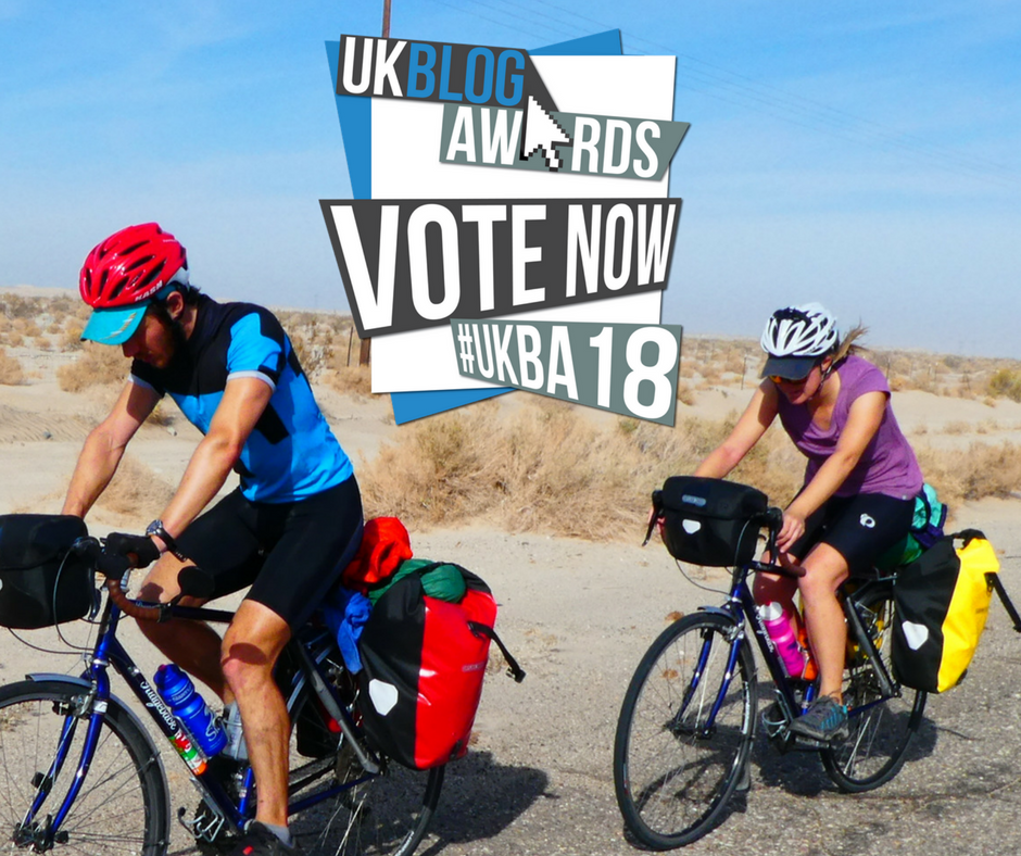 KcHalliday's tweet photo. Can you help us @Tanni_GT? Our round the world cycling blog has been nominated for the "UK Travel Blog of the Year' and voting closes on 22 Dec. Please vote for us and if you're able to share that would be amazing! https://t.co/L41pPMaBAf https://t.co/PpOUYU3w9V
