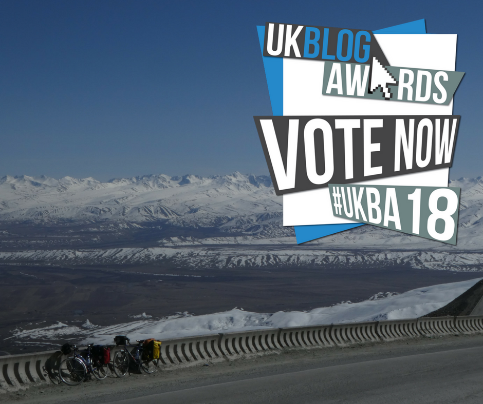 KcHalliday's tweet photo. 22,000km by bicycle, through 31 countries and 4 continents. And now we're nominated for @UKBlogAwards 'Travel Blog of the Year'. Please help us by voting and sharing with friends https://t.co/L41pPMaBAf https://t.co/ABE6fVn5Uc