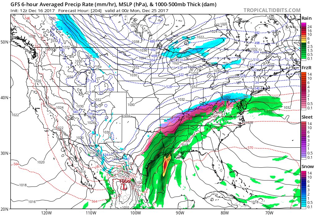 wxjphil's tweet photo. Definitely feel like an ice storm threat is there especially around Christmas. Odds favor farther south than New England, but we'll see https://t.co/LibNJyOsIQ