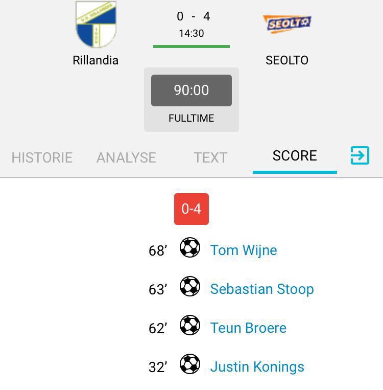 <a href="/VVSeolto/">vv SEOLTO</a> 1 wint uit bij <a href="/vvrillandia/">vvrillandia</a>  1  met 0-4 #wijzijnSEOLTO