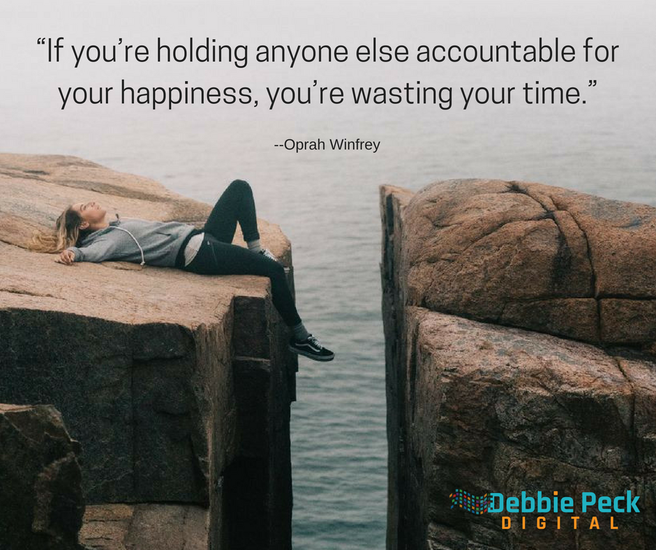 debbiempeck's tweet photo. “If you’re holding anyone else accountable for your happiness, you’re wasting your time.”  https://t.co/LUZ868nxrk https://t.co/n7fPa62lwM