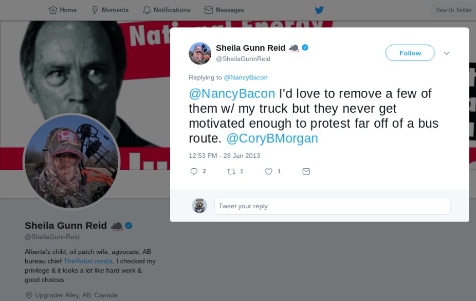 MaxKingsleyEh's tweet photo. @HaikuVikingGal Definitely not Liberals. Hey Sandy, have BFF's @FaithGoldy and @AndrewScheer gone on their hunting trip together yet? #cdnpoli #CPCRebel #WhiteSupremacy https://t.co/tCtZLop1PF