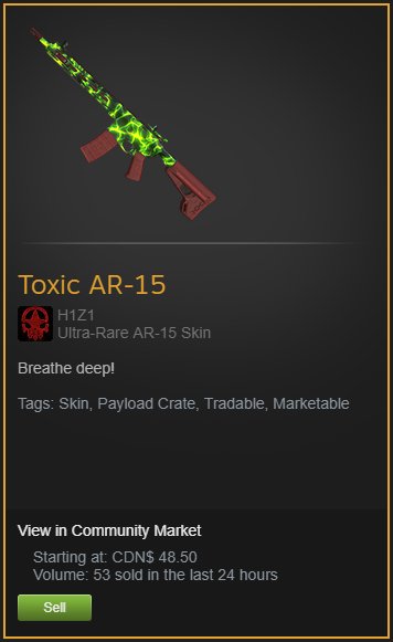 Trisaratops 🦜 on Twitter: "9 days until Christmas and I am giving away 2 H1Z1  skins :D Toxic AR-15 and Toxic Riot Shotgun Winner will be announced on  Christmas Day! ❤️ Like