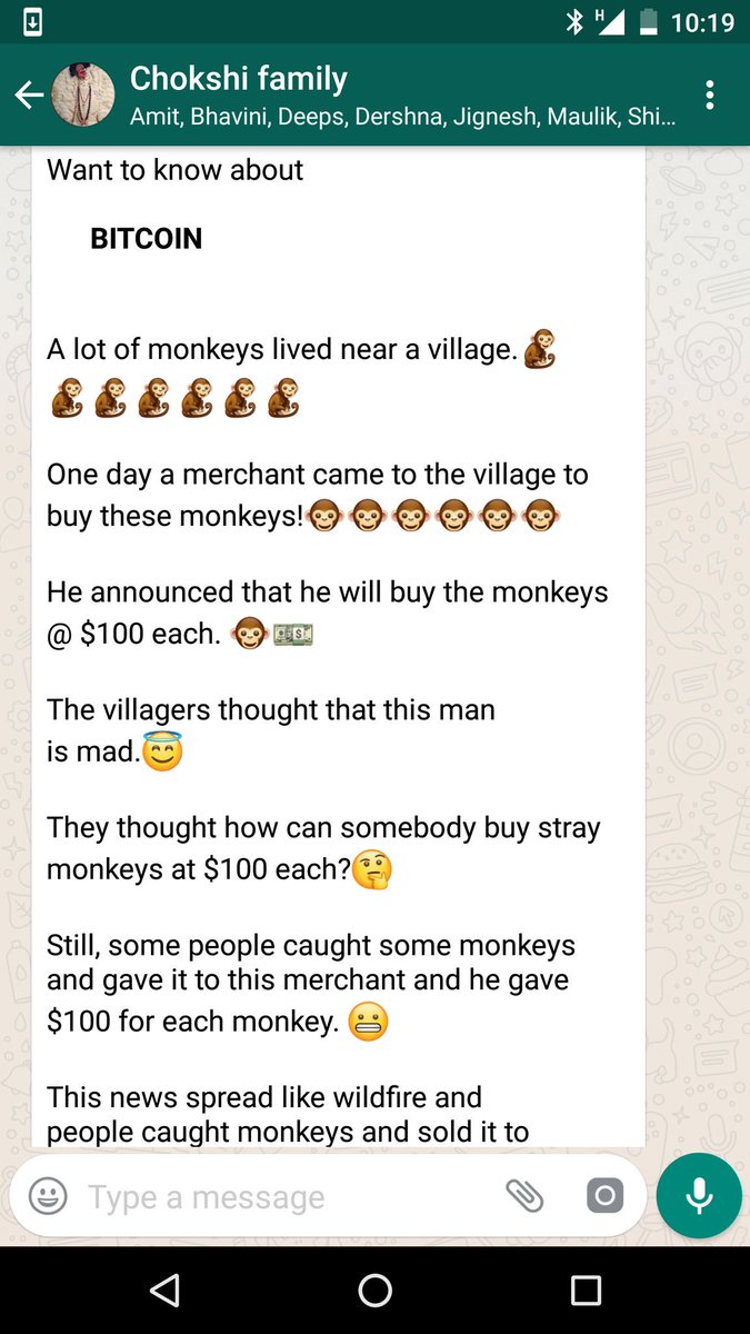 meanwhile, [in my ongoing family WhatsApp share series;)], bitcoin has hit  the India cousins group:
