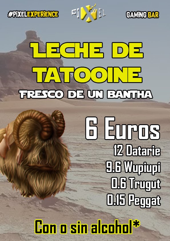 PixelBar_Madrid's tweet photo. Leche de Tatooïne fresco disponible toda la noche!!! A probar ahora en el Pixel Bar 😁😁😁

#PixelExperience

https://t.co/S0tZP0uM79 https://t.co/l4eKqIMKRr